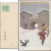 Allemagne 1904. Carte Postale, Entier TSC. Saalburg, Village Romain. Agriculteur, Paille, Pas Dans La Neige, Corbeaux - Agriculture