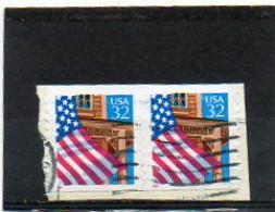 ETATS-UNIS   2 Timbres 32 C Se Tenant  1996    Y&T : 2523   Roulette     Sur Fragment  Oblitérés - Rollenmarken