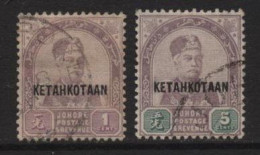 Johore (13) 1896 Sulan Abu Bakar Overprinted "KETAHKOTAAN". 2 Values. Used. Hinged. - Johore