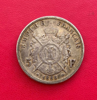 Bel écu En Argent De 5 Francs 1868 BB Napoléon III Tête Laurée - 5 Francs