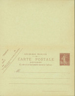 Entier Semeuse Camée 20c Brun CP Avec Réponse Payée Storch H4 Cote 75 Euros - Standard Postcards & Stamped On Demand (before 1995)