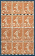 France - 1927/31 - Superbe Bloc De 12 Valeurs - Type Semeuse Camée - 25c Jaune-brun  - Y&T N°235 ** Neuf Luxe 1er Choix - Neufs