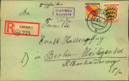 1946, Einschreiben Mit Teil-Barfrankatur (Gebühr Bezahlt" "34") Ab Lörrach - Other & Unclassified