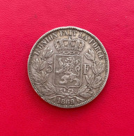 Bel écu En Argent De 5 Francs 1869 Leopold II Roi Des Belges - 5 Francs