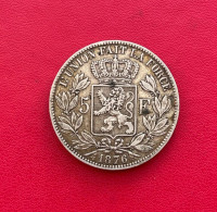 Bel écu En Argent De 5 Francs 1876 Leopold II Roi Des Belges - 5 Francs