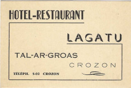 Photo Originale Carte Hôtel Restaurant LAGATU à CROZON - Cartes De Visite