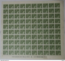 India 1981-1982 Definitive 6th Series Minor Irrigation 10p (Full Sheet) – 100 Stamps MNH - Blocs-feuillets
