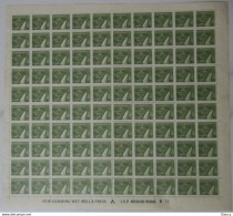 India 1981-1982 Definitive 6th Series Minor Irrigation 10p (Full Sheet) – 100 Stamps MNH - Blocks & Kleinbögen