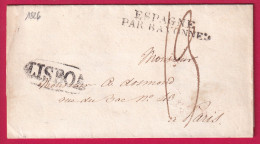MARQUE LISBOA LISBONNE PORTUGAL ENTREE ESPAGNE PAR BAYONNE 1826 LETTRE COVER - ...-1853 Prefilatelia