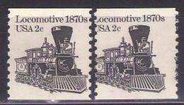 1982 Transportation Coil 2 Cent, Locomotive 1870s,MISPERFORATED, Mint Never Hinged - Variedades, Errores & Curiosidades