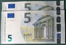 5 EURO SPAIN 2013 LAGARDE V015H3 VC CORRELATIVE COUPLE HUNDRED CHANGE SC FDS UNCIRCULATED  PERFECT - 5 Euro