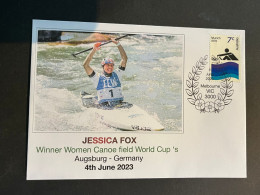 (3 R 27) Canoe -  Jessica Fox Winner Of Women Canoë Field World Cup (8th June 2023) Australian Olympic Stamp - Canoe