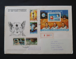 Sao Tome Et Principe Lettre Recommandé 1980 Espace Anniversaire Alunissage Space Moon Landing Anniv. St Thomas & Prince - Afrika