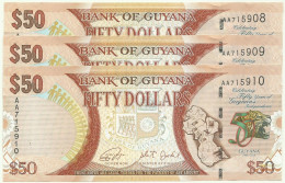 Guyana - 3 X 50 Dollars - 2016 - Pick: 41 - Unc. - Commemorative 50th Anniversary Of Independence - Serie AA - Guyana