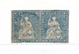 Suisse Helvetia N° 27a En Paire Oblitéré - Unused Stamps
