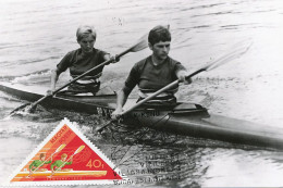 Real Photo Maximum Card ( Same Stamp As The View ) Women Double Kayak Budapest 1973 - Aviron