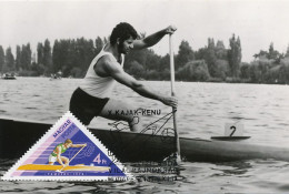 Real Photo Maximum Card ( Same Stamp As The View ) Men Single Canoe Budapest 1973 - Rowing