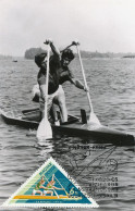 Real Photo Maximum Card ( Same Stamp As The View ) Men Double  Canoe Budapest 1973 - Roeisport