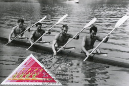 Real Photo Maximum Card ( Same Stamp As The View ) Men Four Kayak   Budapest 1973 - Rudersport