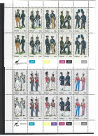 CISKEI 1983 / 1984  N° 47 / 51 + 65 / 69 EN FEUILLETS  **  MNH  UNIFORMES MILITAIRES - Ciskei