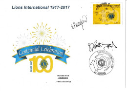 France Fdc 2017 Lions International Signé Par Les Artistes - 2010-2019