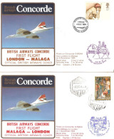 CONCORDE PREMIER 1er VOL FIRST FLIGHT BRITISH AIRWAYS LONDON LONDRES MALAGA  1984 - Altri & Non Classificati