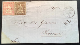 RL RAYON LIMITROPHE/GRENZRAYON 1862 KÜBLIS(Prättigau/Davos GR)>CHIAVENNA(Sondrio Lombardia Italia)Brief Schweiz Strubel - Cartas & Documentos