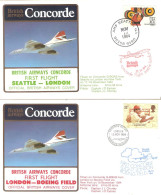 CONCORDE PREMIER 1er VOL FIRST FLIGHT BRITISH AIRWAYS LONDON LONDRES BOING FIELD SEATTLE LONDON1984 - Andere & Zonder Classificatie