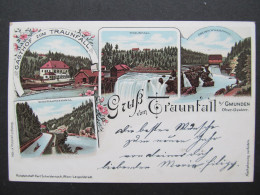 AK GMUNDEN Traunfall Litho Gasthaus 1897 !!  //// D*56092 - Gmunden