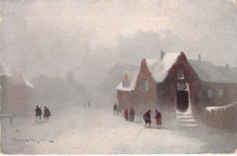 Illustration Non Signée - Village Dans La Neige - Carte Postale Ancienne - Zonder Classificatie