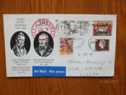 1990 CANADA TO RUSSIA USSR ESTONIA AIR MAIL  COVER POSTMASTERS OF TORONTO , 11-13 - Cartas & Documentos