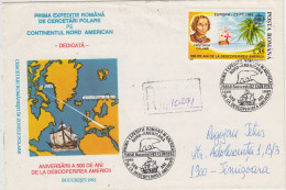 Romania 1st Romanian Expedition To The Arctic 500th Ann. USA Reg.cover Ca 13.08.1992 (TI155E) - Expediciones árticas