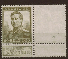 TIMBRE Belgique - COB 112 ** MNH - 1912 - Cote 60 - 1912 Pellens