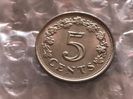 Münze Münzen Umlaufmünze Malta 5 Cents 1977 - Malte