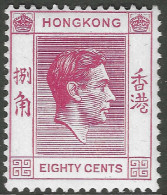 Hong Kong. 1938-52 KGVI. 80c MH. SG 154 - Ongebruikt