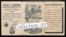 SUPERBE Buvard Publicitaire VINS Henri SALIÈRES Propriétaire-viticulteur à CARCASSONNE 1898, Certificat D'origine - JD - V