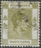 Hong Kong. 1938-52 KGVI. 30c Olive Used. P14½X14. SG 151a - Ungebraucht