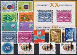 UNO NEW YORK 1965 Mi-Nr. 148-162 Kompletter Jahrgang/complete Year Set ** MNH - Neufs