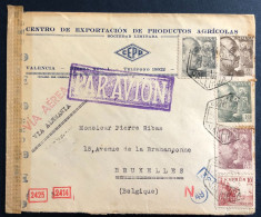 Espagne, Divers Sur Enveloppe De Valencia 8.2.1944 Pour La Belgique + Censure Valencia - (B3291) - Storia Postale