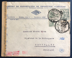 Espagne, Divers Sur Enveloppe De Valencia 8.2.1944 Pour La Belgique + Censure Valencia - (B3294) - Covers & Documents