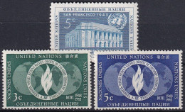 UNO NEW YORK 1952 Mi-Nr. 16-18 Kompletter Jahrgang/complete Year Set ** MNH - Unused Stamps