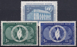 UNO NEW YORK 1952 Mi-Nr. 16-18 Kompletter Jahrgang/complete Year Set ** MNH - Nuevos