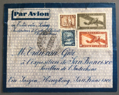 Indochine, Entier Aérien 66c. + Complément - TAD SAIGON CENTRAL, Cochinchine 1939 + Contrôle Postale - (B1471) - Cartas & Documentos