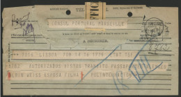 1941 JUDAICA TÉLÉGRAMME ACCORDANT à ALBIN WEISS, Opposant à Hitler, Un Visa Portugais Via MARSEILLE LIRE SUITE - Historische Dokumente