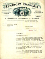 FACTURE.PARIS.SYNDICAT FRANÇAIS DE L'AGRICULTURE,DU COMMERCE & DE L'INDUSTRIE. - Banque & Assurance