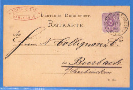 Allemagne Reich 1885 Carte Postale De Karlsruhe (G19562) - Briefe U. Dokumente