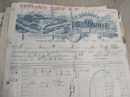 Facture Illustrée 1905 Saint Etienne Verrerie Durif - Straßenhandel Und Kleingewerbe