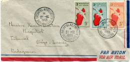 T. A. A. F. LETTRE PAR AVION AFFRANCHIE AVEC DES TIMBRES DE MADAGASCAR DEPART ARCHIPEL KERGUELEN 21-12-1953 MADAGASCAR.. - ...-1955 Prefilatelia