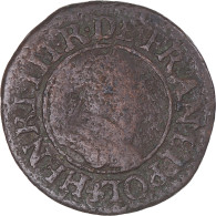 Monnaie, France, Henri III, Denier Tournois, 1584, TB, Cuivre, Gadoury:450 - 1574-1589 Henri III