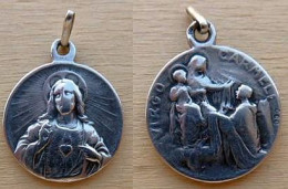 Rada-058 Médaille En Ag (poinçon) ViRGO CARMELI Sur L'autre Face Le Sacré Coeur - Art Religieux
